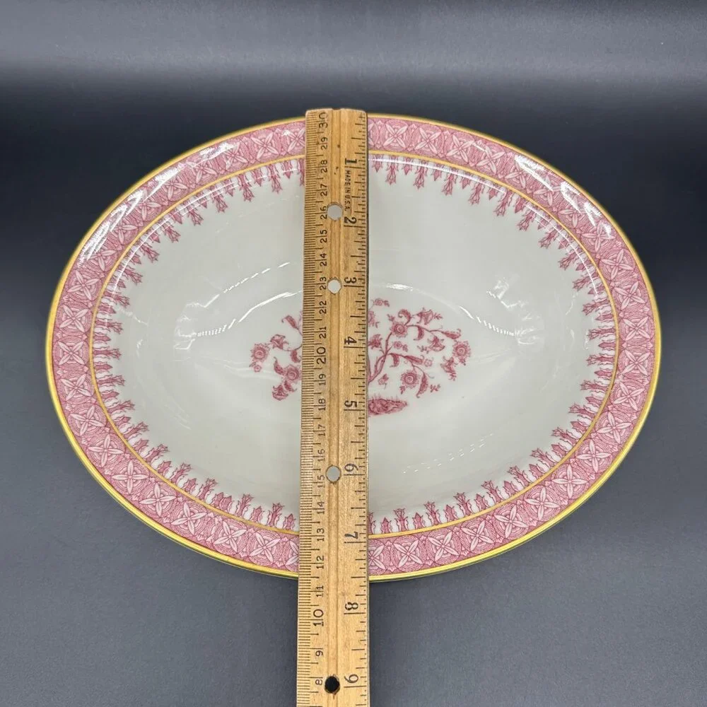Vintage Oval Vegetable Serving Bowl Theodore Haviland Cambridge Crimson Tree 50s - Picture 7 of 9